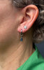 Detachable Charm Huggie Earrings, Blue Druzy