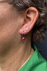 Detachable Charm Huggie Earrings, Ruby