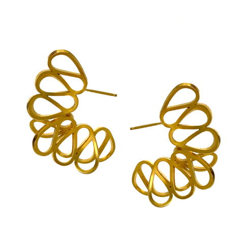 Offset Butterfly Hoop Earrings, Gold