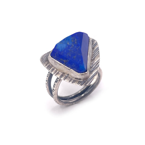 Geometric Lapis Ring