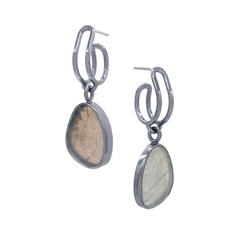Bent Link & Labradorite Hoops