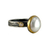 Pearl and Diamond Bark Ring