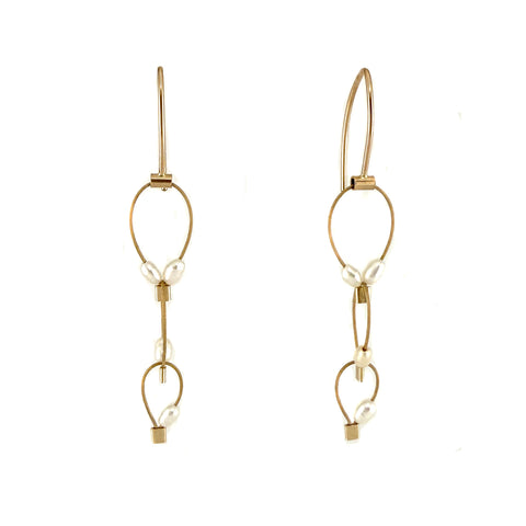 Descending Mini Tears Triple Chain-Link Earrings