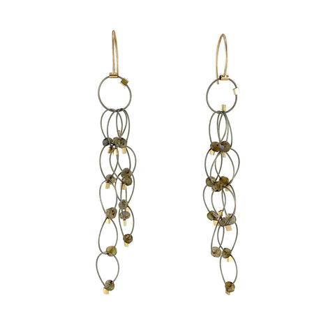 Long Mini Tears Chain Hooks, Labradorite
