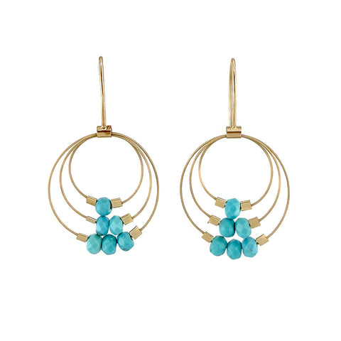 Trinity Hook Earrings, Gold & Turquoise