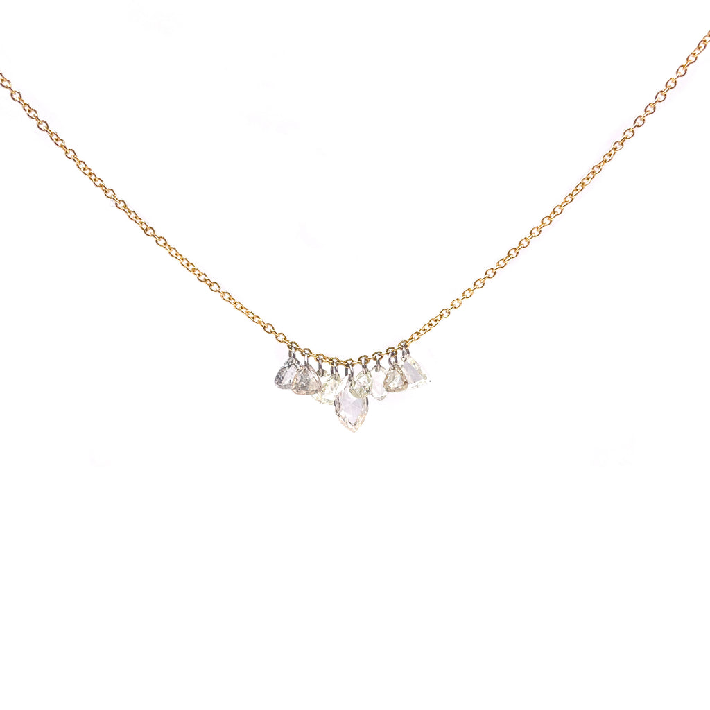 Multi Shape Diamond Cluster Pendant Necklace 14k White Gold