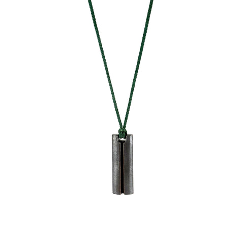 Cleft Necklace, Shibuichi, Emerald