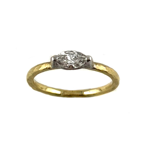 Horizontal Marquise Diamond Solitaire Ring