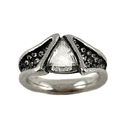 Trillion Rose Cut Platinum Ring