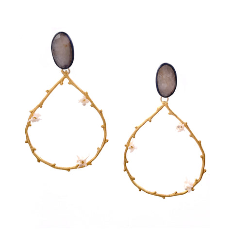 Cream Sapphire Tetra Earrings