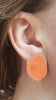 Small Round Orange Enamel Earrings