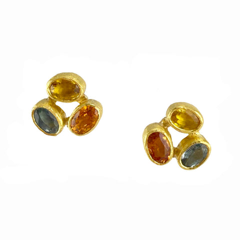 Multicolored Sapphire Stud Earrings