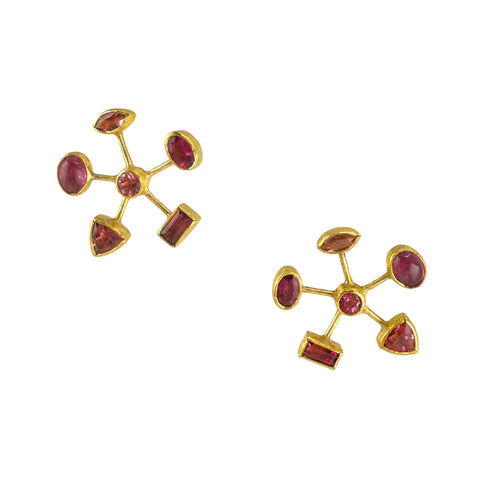 Tourmaline Wheel Earrings