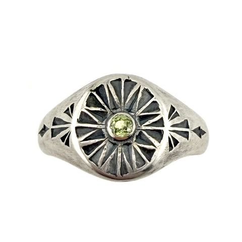 Engraved Star Burst Signet, Sapphire