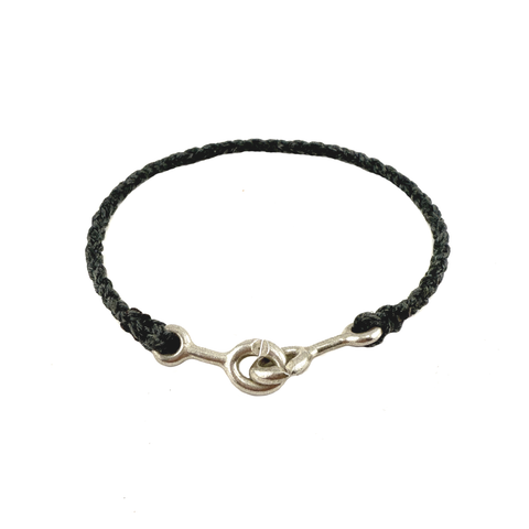 Sister Clasp Bracelet, Silver, Grey Cord