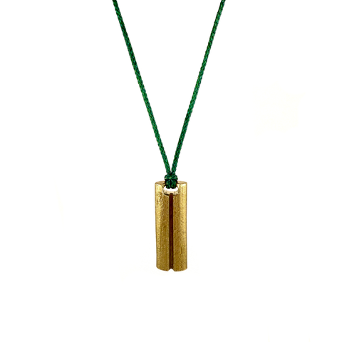 Cleft Necklace, Brass, Emerald