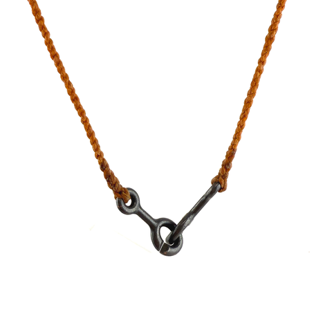 Sister Clasp Necklace, Shibuichi, Burnt Orange