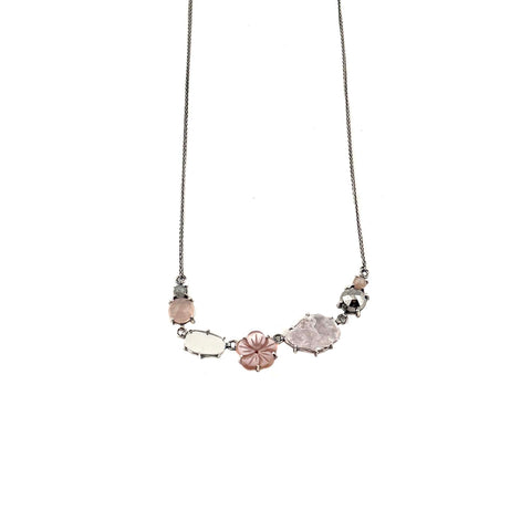 Pink Stone Row Necklace