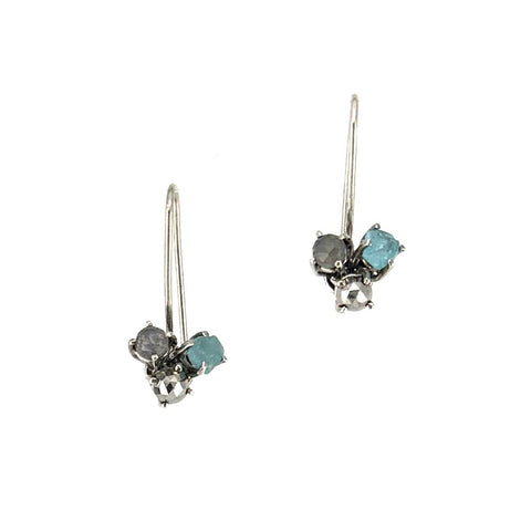 Three Stone Cluster Earrings