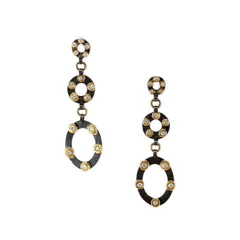 Three Tier Diamond Oval Earrings