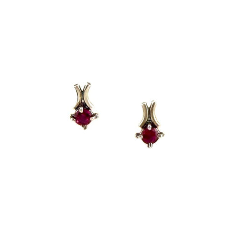 Double Curved Ruby Studs