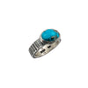 Hammered Lines Ring, Turquoise, Oval
