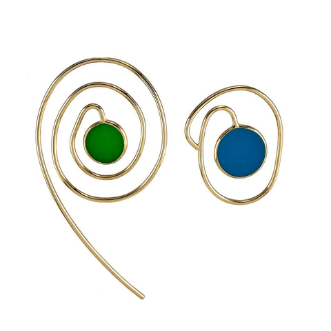 Popper Earrings, Blue and Green