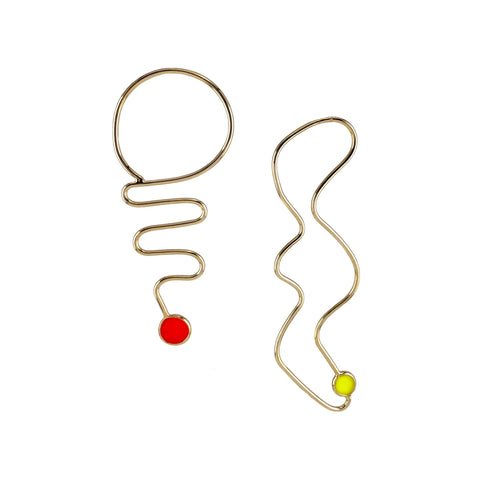 Popper Earrings, Orange and Yellow