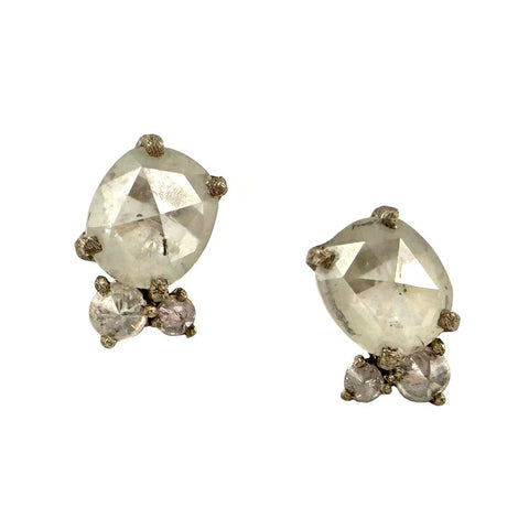 Rose Cut Diamond Cluster Studs