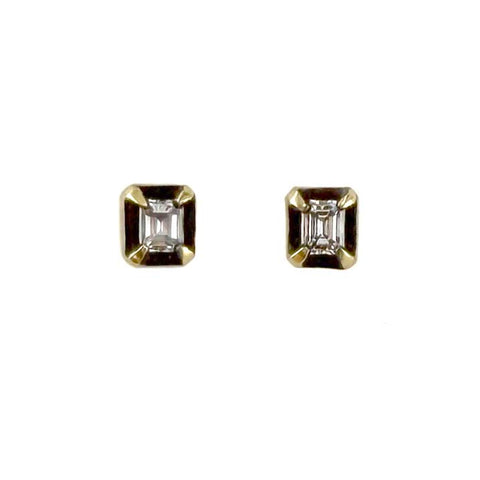 Emerald Cut Diamond Studs
