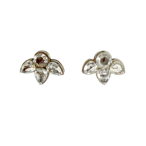 Pear and Round Diamond Studs