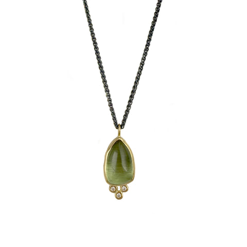 Rutilated Peridot and Diamond Necklace