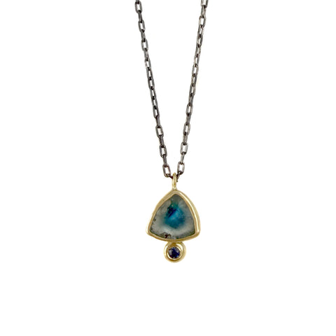 Watermelon Tourmaline and Sapphire Necklace