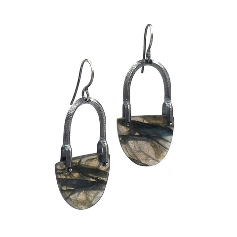 Labradorite Double Bridle Bit Earrings