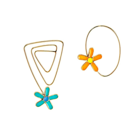 Daisy Popper Pair, Gold, Blue and Orange