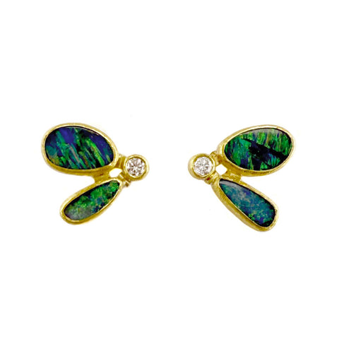 Opal Diamond Wing Studs