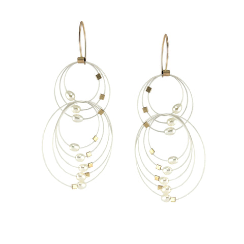 Double Double Hook Earrings with Pearls