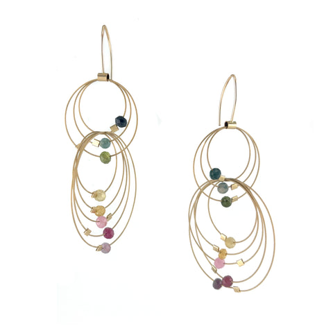 Double Double Hook Earrings with Tourmaline