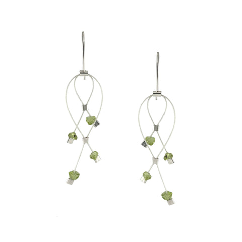 Lattice Hook Earrings, Mini, Peridot