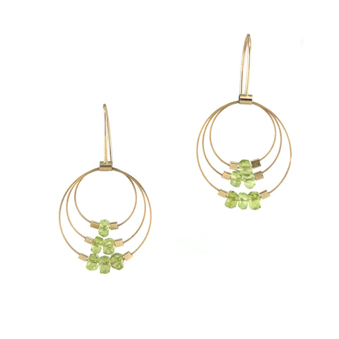 Trinity Hook Earrings, Peridot