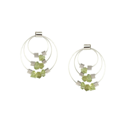 Trinity Post Earrings, Peridot