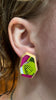 G-Flat Post Earrings, Green & Pink