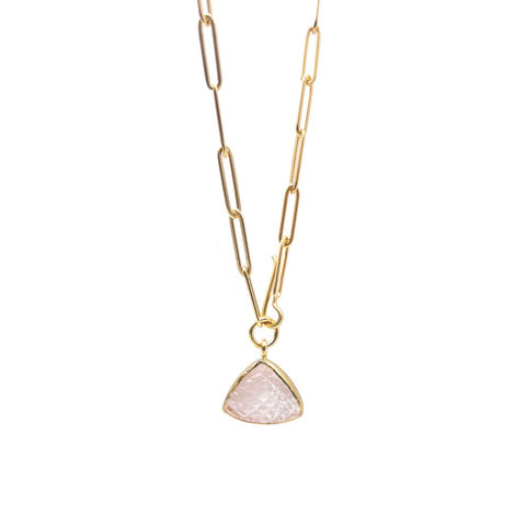 Carved Rose Quartz Lariat Necklace