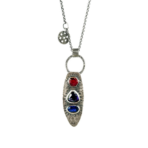 Triple Stone Pendant Necklace