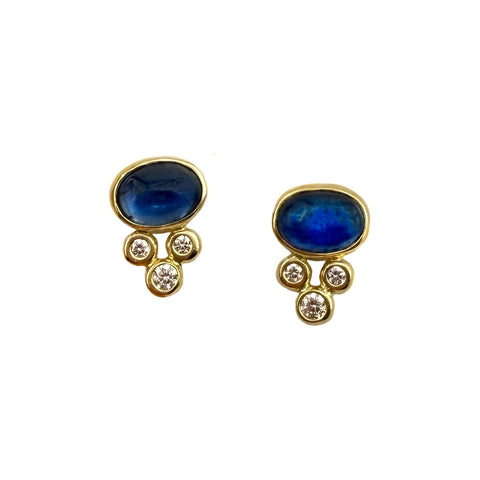 Sapphire & Diamond Dot Studs