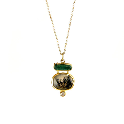 Tourmaline & Dendritic Agate Necklace