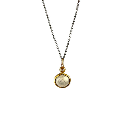 White Shell & Diamond Necklace