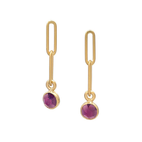 Mini Link Garnet Earrings