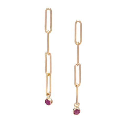 Gold & Ruby Link Earrings