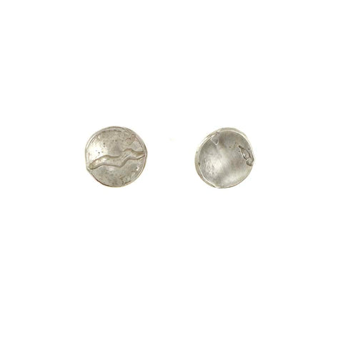 Mini Etched Disc Studs, Silver